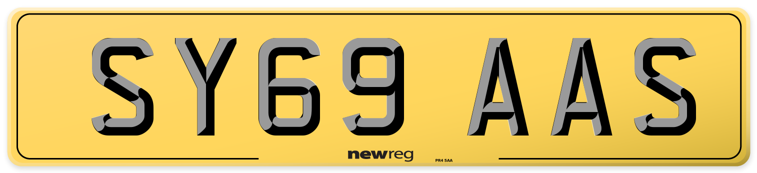 SY69 AAS Rear Number Plate
