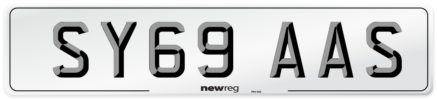 SY69 AAS Front Number Plate
