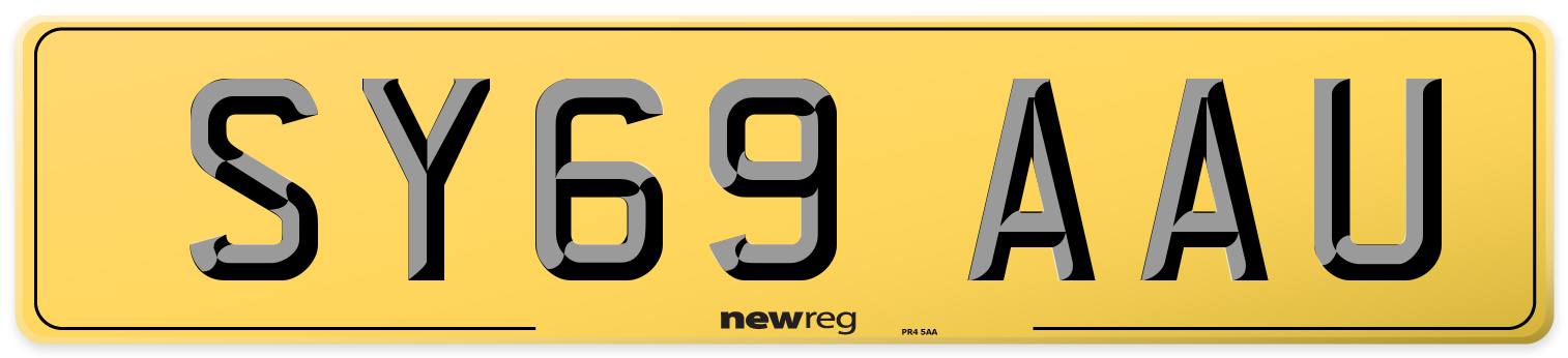 SY69 AAU Rear Number Plate