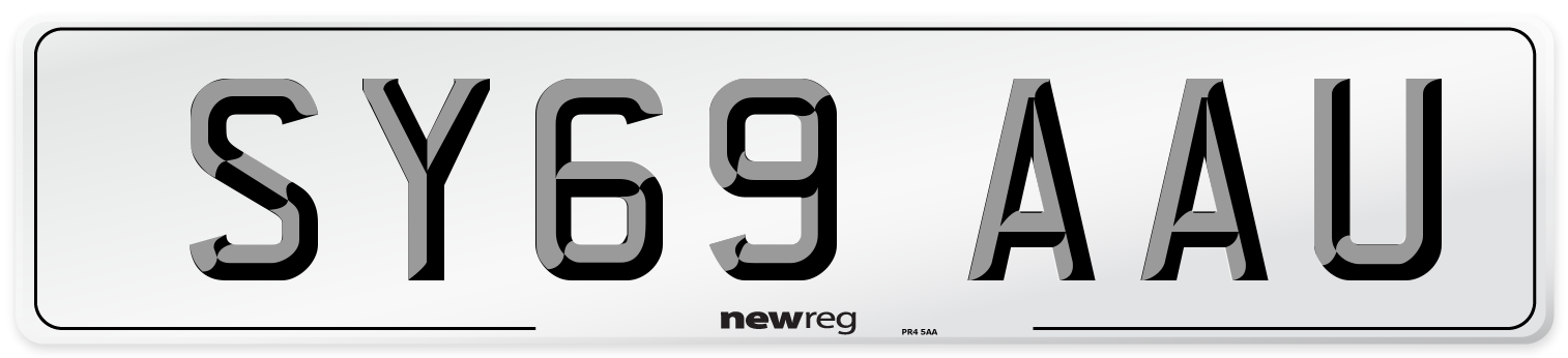 SY69 AAU Front Number Plate