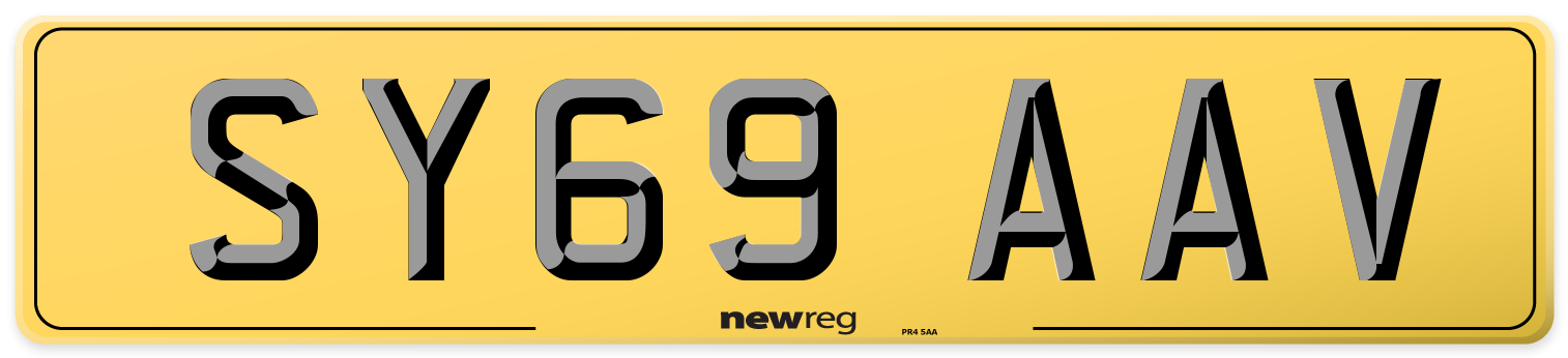 SY69 AAV Rear Number Plate