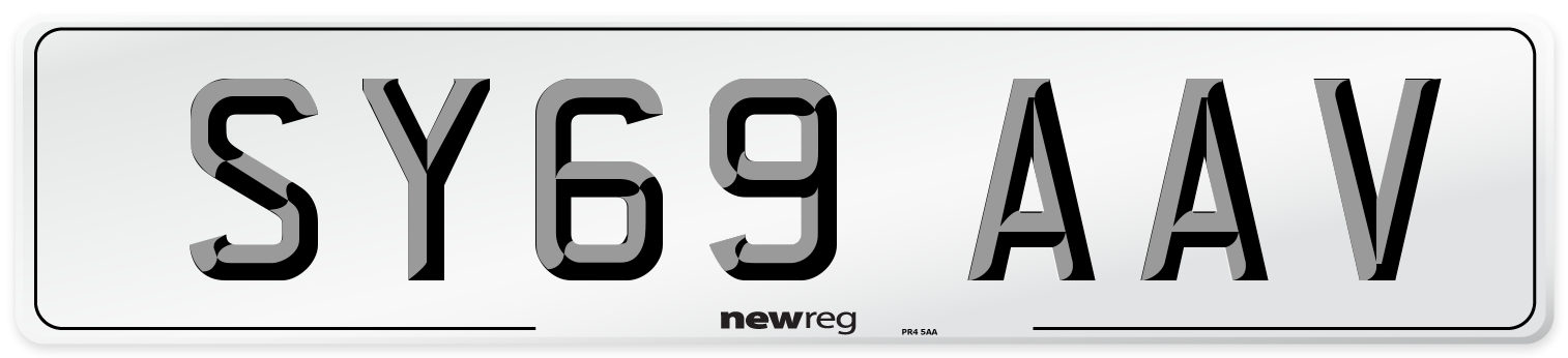 SY69 AAV Front Number Plate