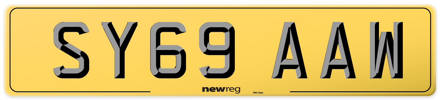 SY69 AAW Rear Number Plate