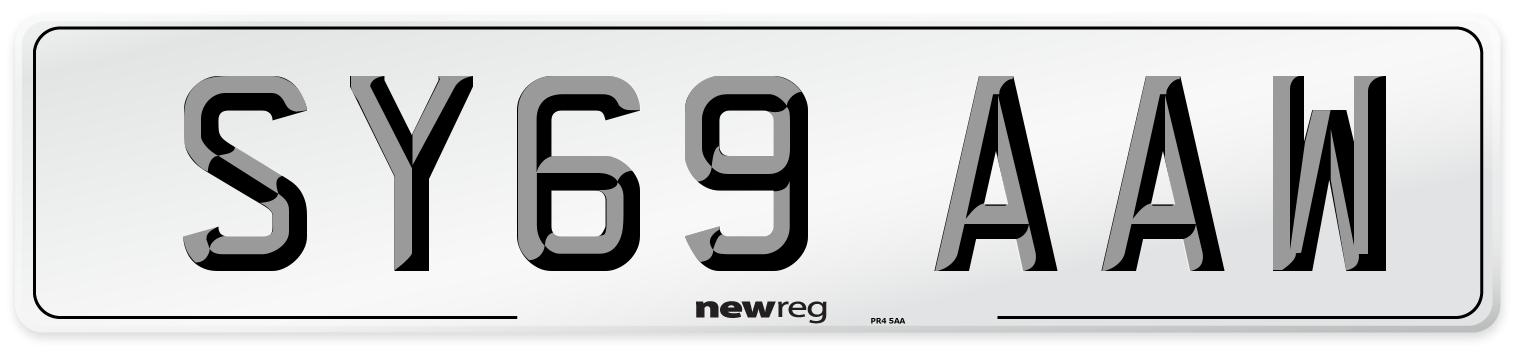 SY69 AAW Front Number Plate