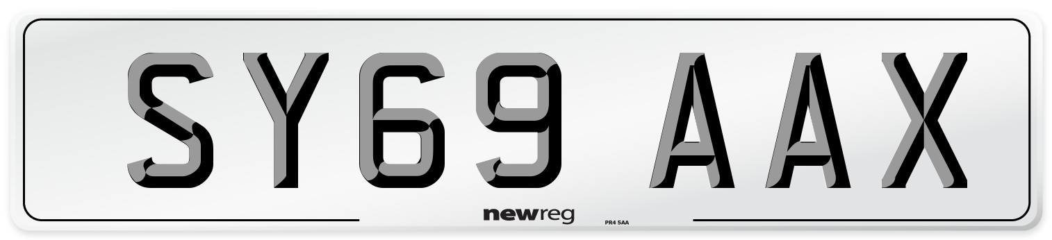 SY69 AAX Front Number Plate