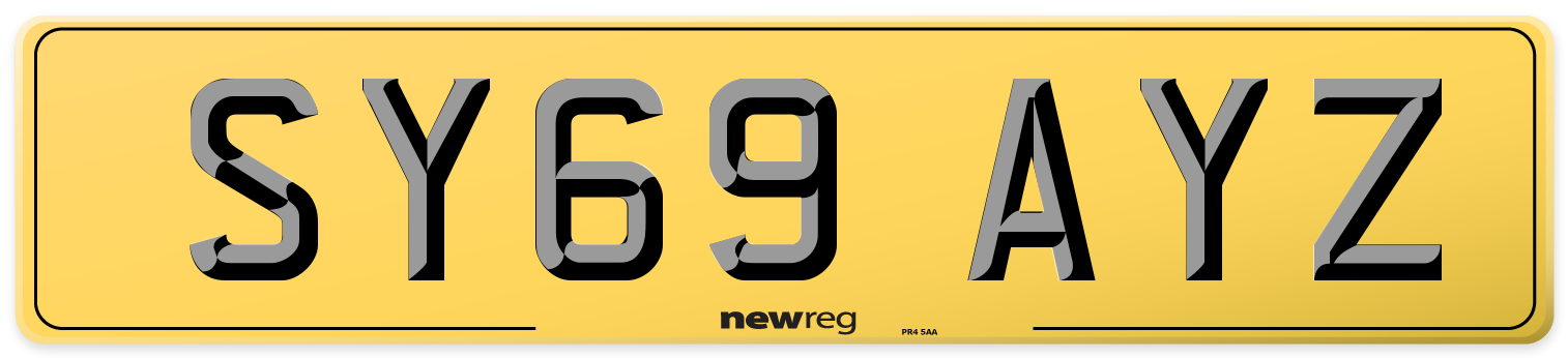 SY69 AYZ Rear Number Plate