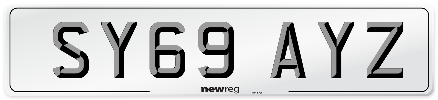 SY69 AYZ Front Number Plate