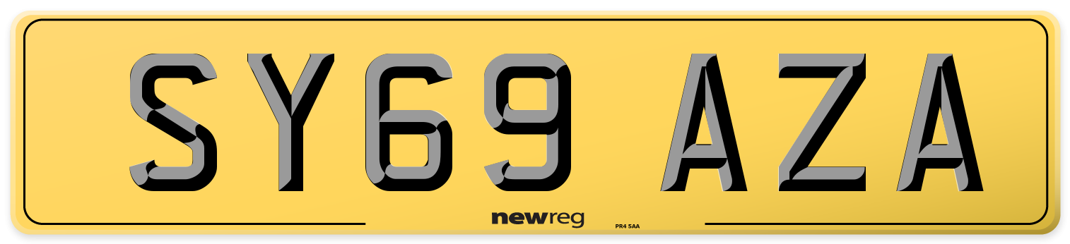 SY69 AZA Rear Number Plate