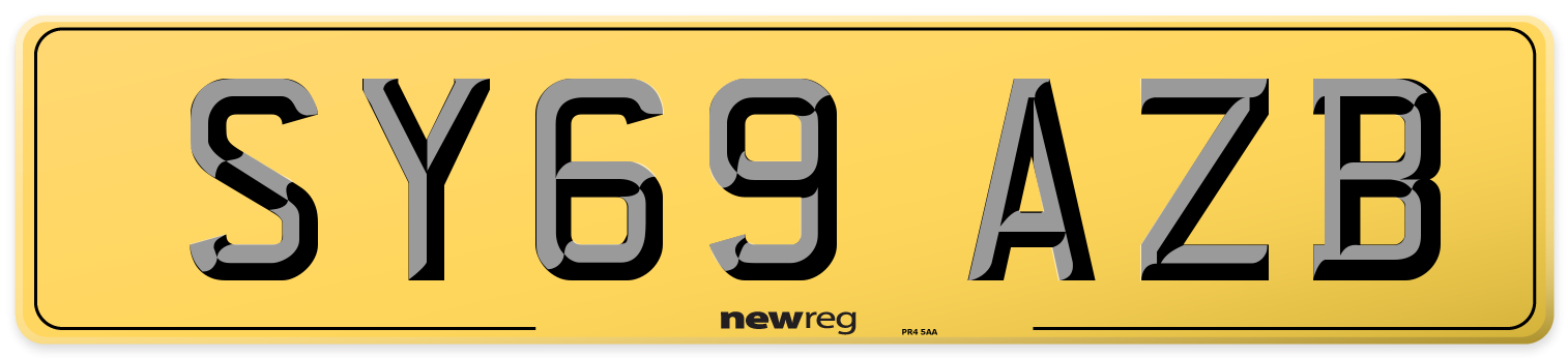 SY69 AZB Rear Number Plate