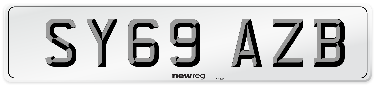 SY69 AZB Front Number Plate