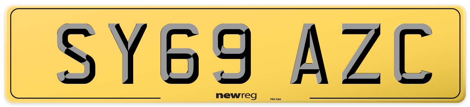 SY69 AZC Rear Number Plate