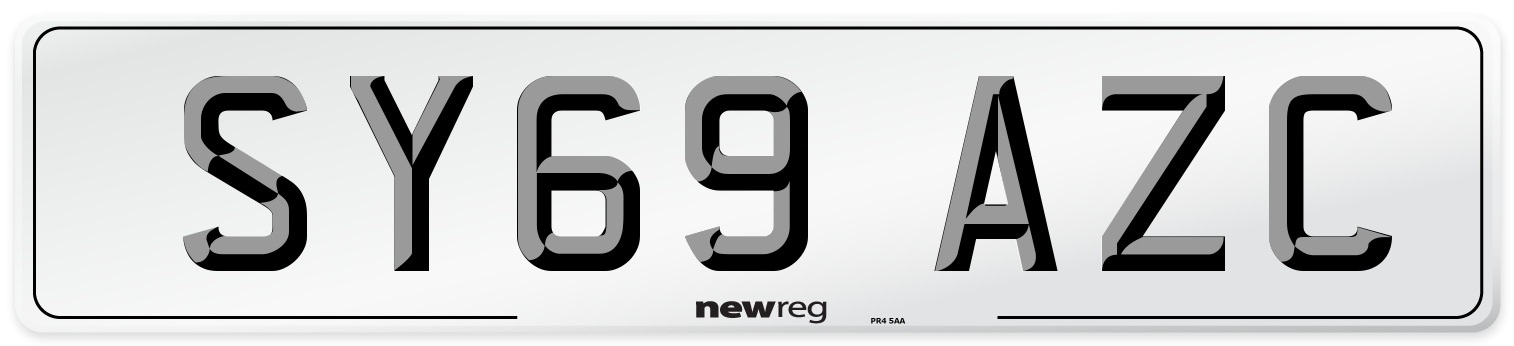 SY69 AZC Front Number Plate