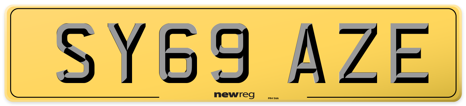 SY69 AZE Rear Number Plate
