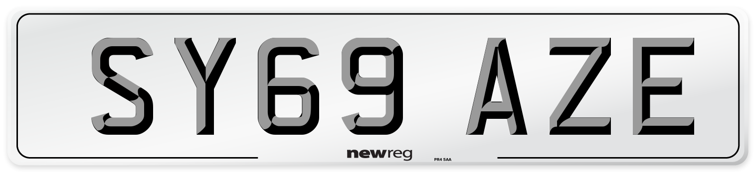 SY69 AZE Front Number Plate