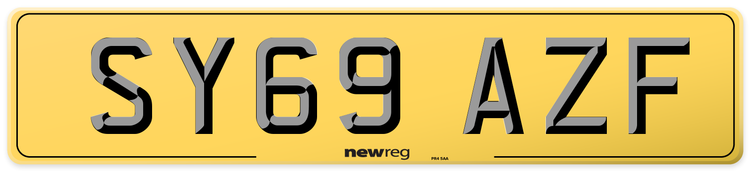 SY69 AZF Rear Number Plate