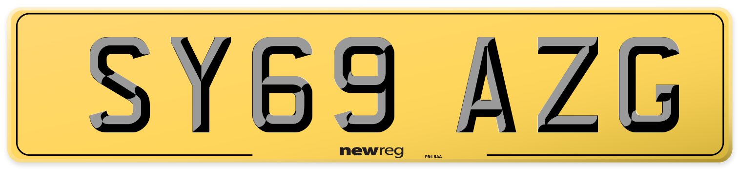 SY69 AZG Rear Number Plate