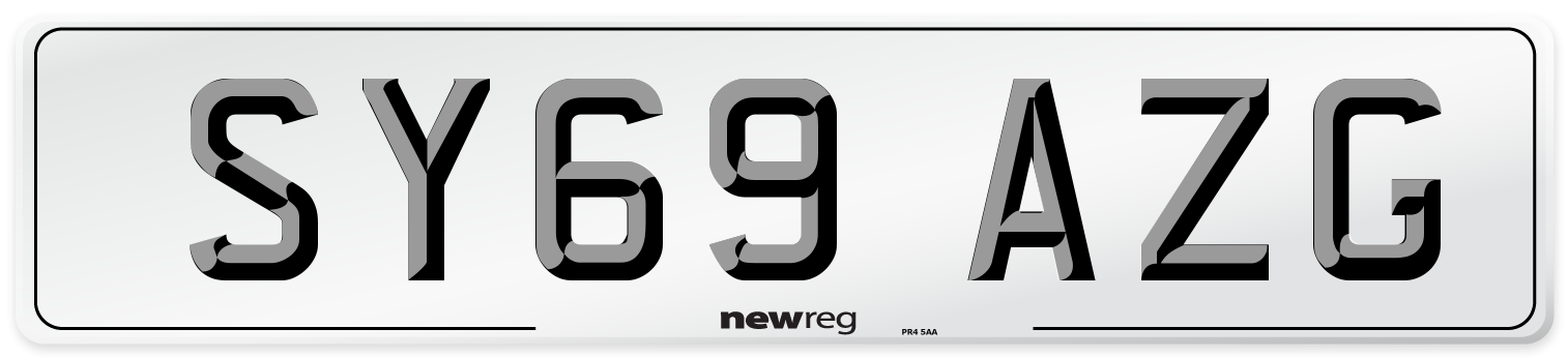 SY69 AZG Front Number Plate
