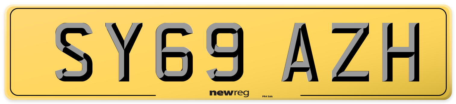 SY69 AZH Rear Number Plate