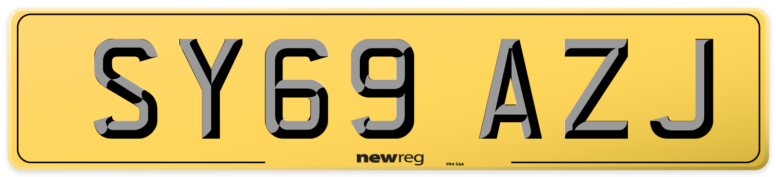 SY69 AZJ Rear Number Plate