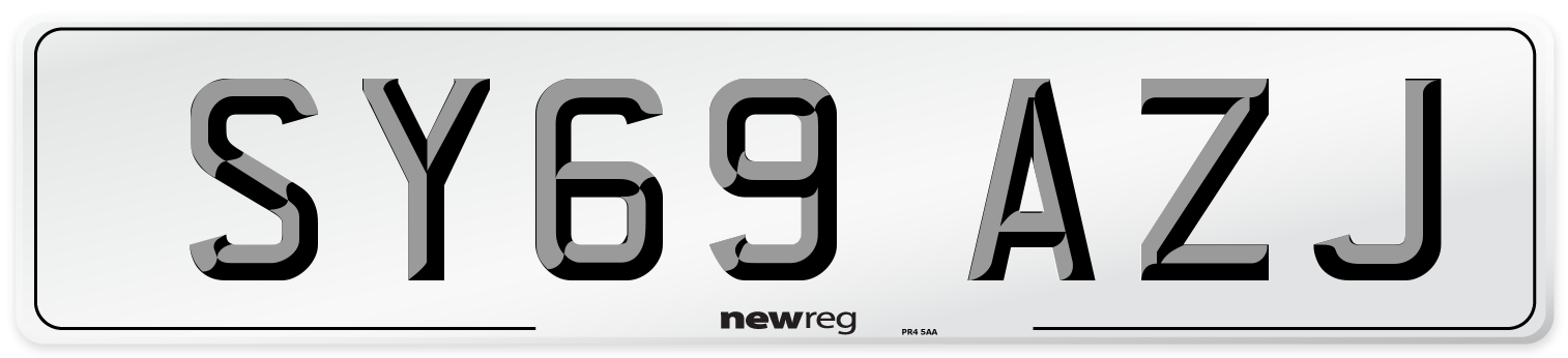 SY69 AZJ Front Number Plate