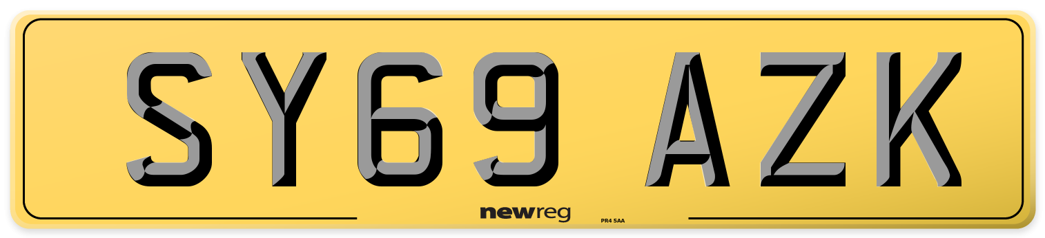 SY69 AZK Rear Number Plate