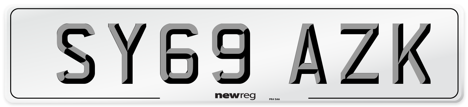 SY69 AZK Front Number Plate