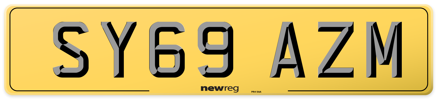 SY69 AZM Rear Number Plate