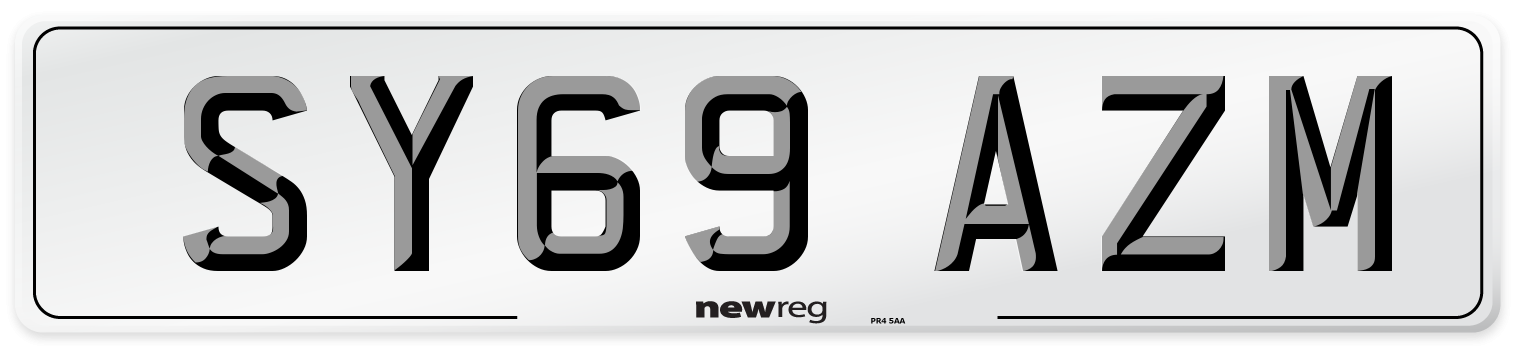 SY69 AZM Front Number Plate