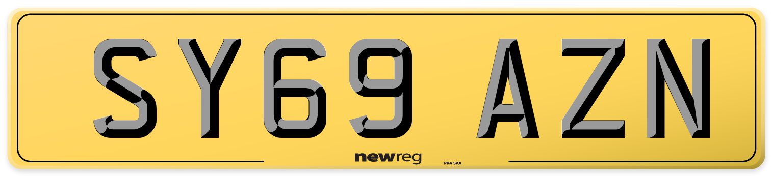 SY69 AZN Rear Number Plate