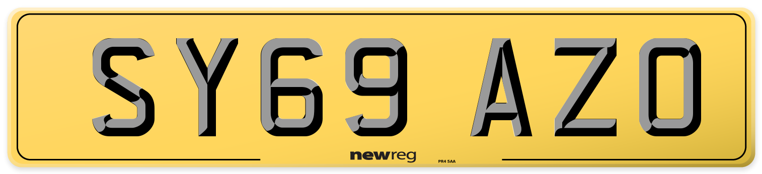 SY69 AZO Rear Number Plate