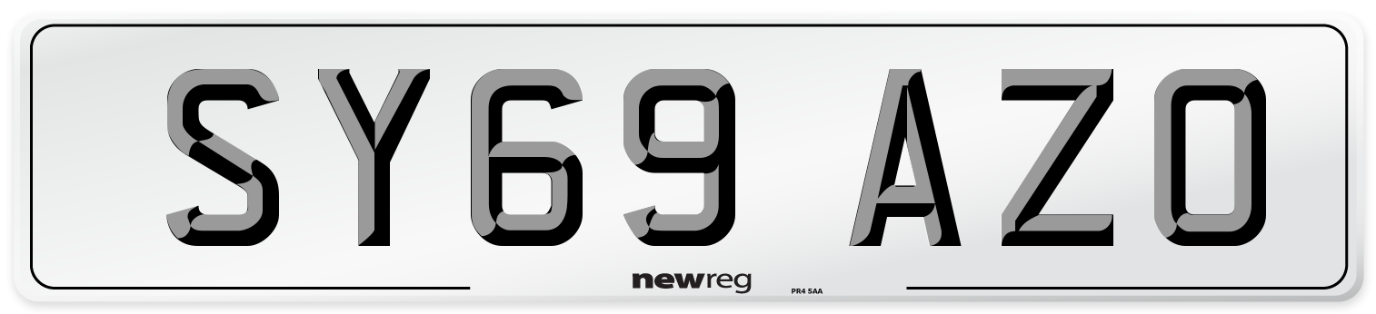 SY69 AZO Front Number Plate