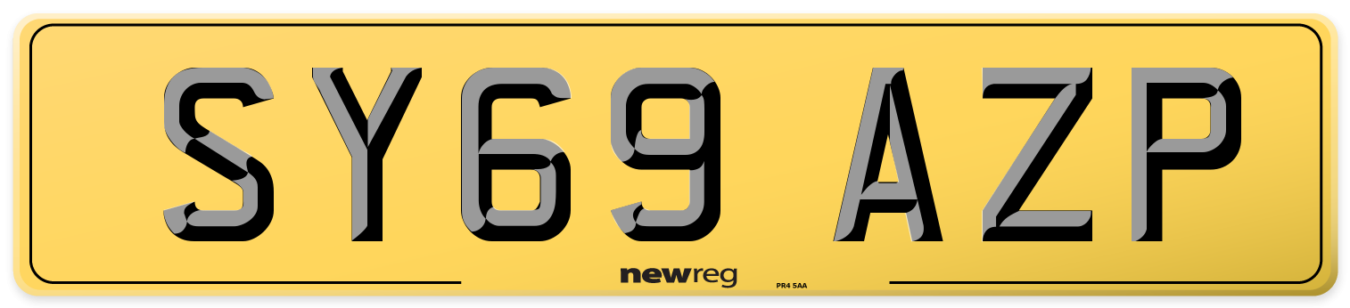 SY69 AZP Rear Number Plate