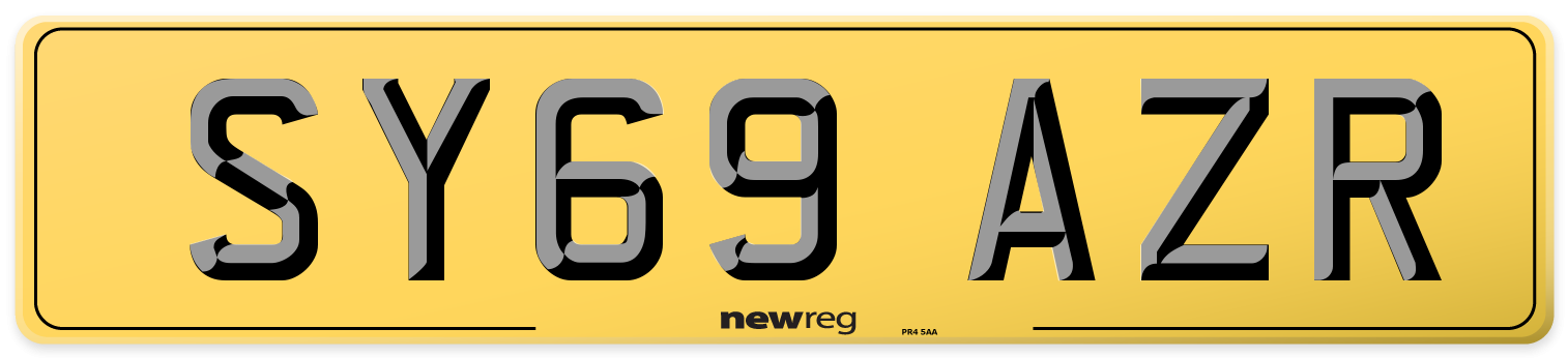 SY69 AZR Rear Number Plate