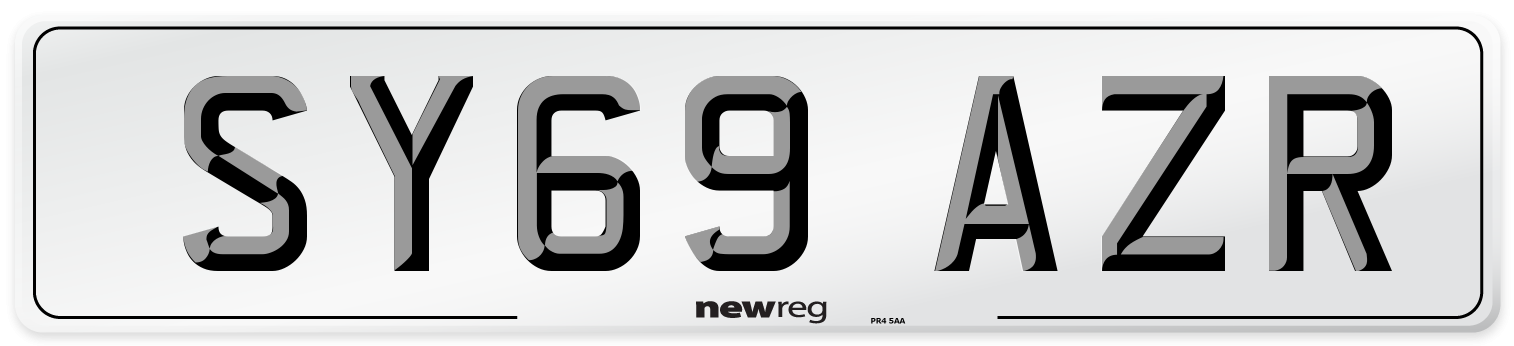 SY69 AZR Front Number Plate