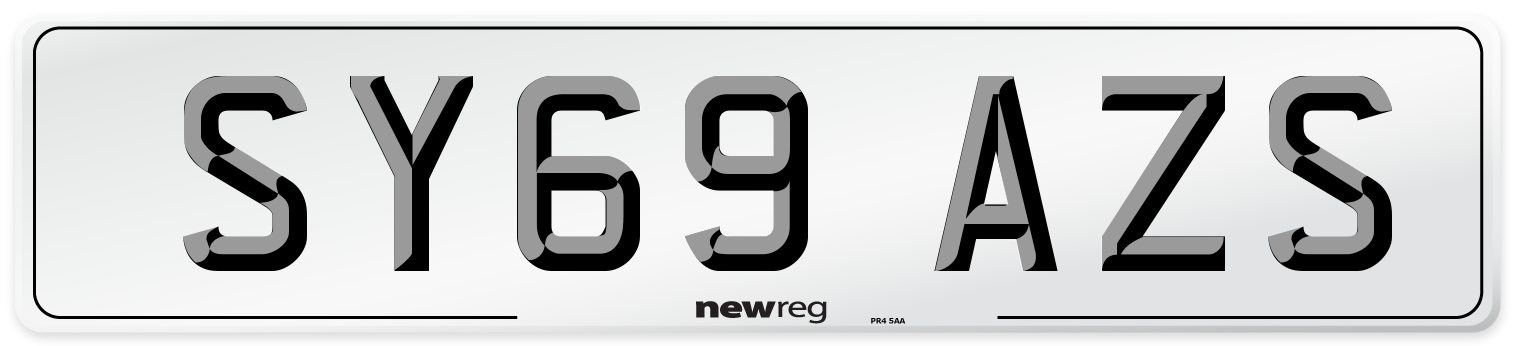SY69 AZS Front Number Plate