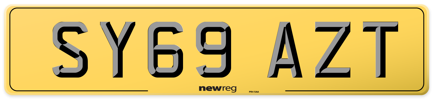 SY69 AZT Rear Number Plate