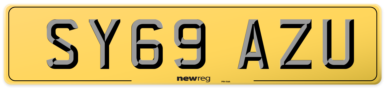 SY69 AZU Rear Number Plate