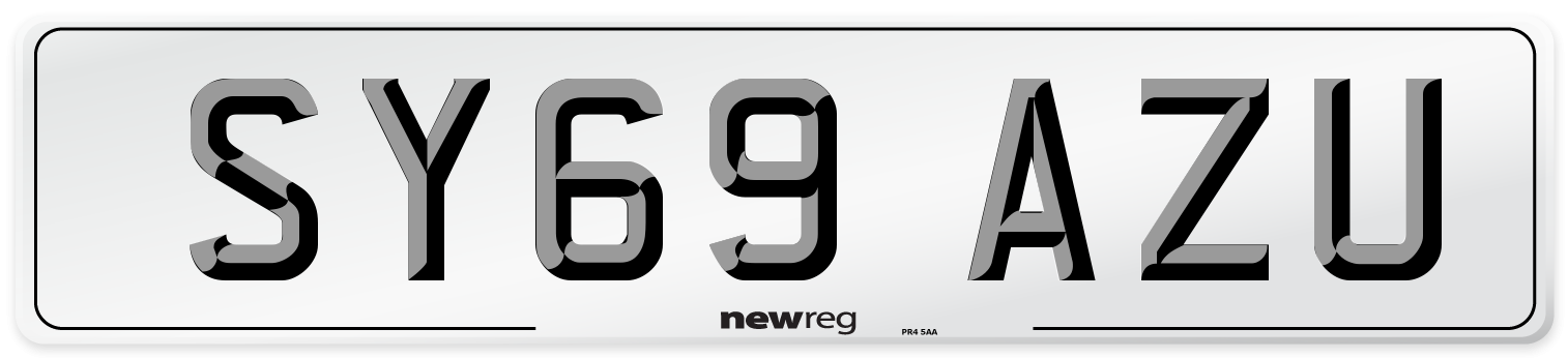 SY69 AZU Front Number Plate