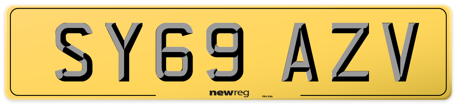 SY69 AZV Rear Number Plate
