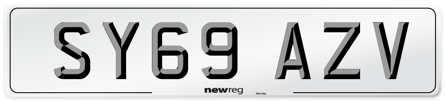 SY69 AZV Front Number Plate