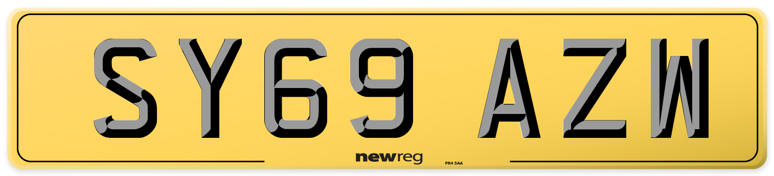 SY69 AZW Rear Number Plate