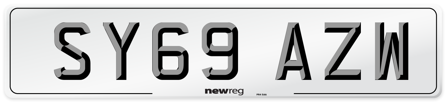 SY69 AZW Front Number Plate