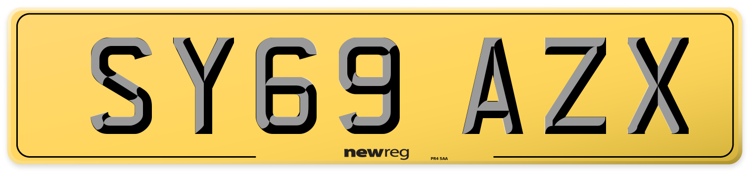 SY69 AZX Rear Number Plate