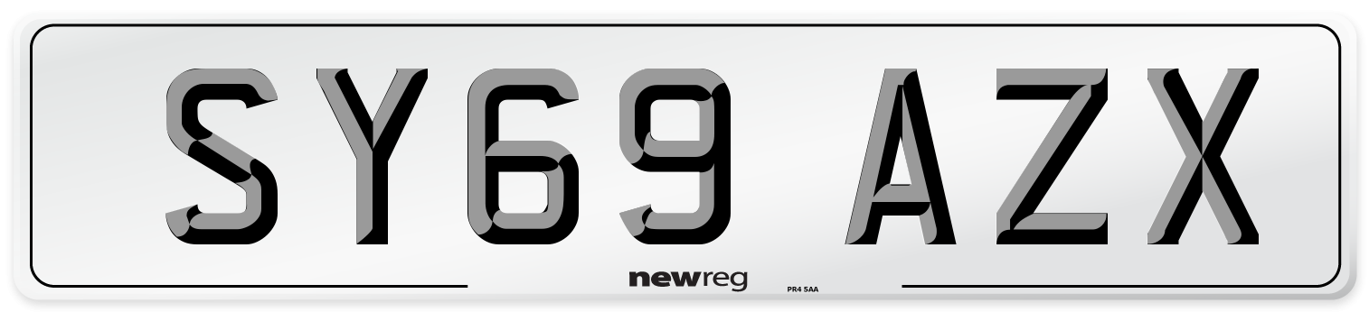 SY69 AZX Front Number Plate