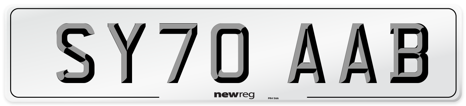 SY70 AAB Front Number Plate