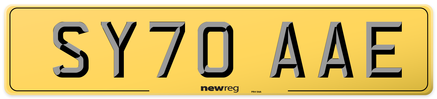 SY70 AAE Rear Number Plate