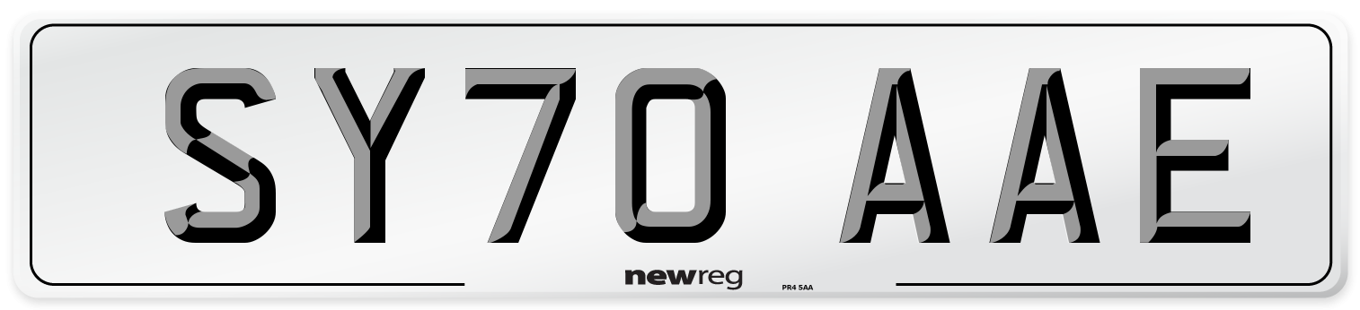 SY70 AAE Front Number Plate