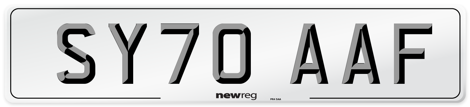 SY70 AAF Front Number Plate