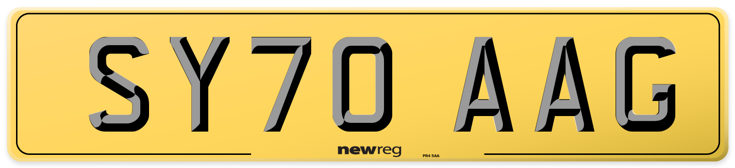 SY70 AAG Rear Number Plate