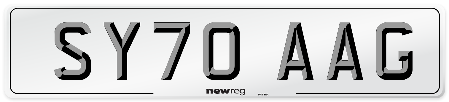 SY70 AAG Front Number Plate